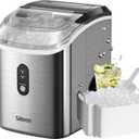Nugget Ice Maker Countertop, Silonn Chewable Pellet Ice Machine with Self-Cleanin Function, 33lbs/24H Portable Ice Makers for Home Kitchen Officce, Stainless Steel