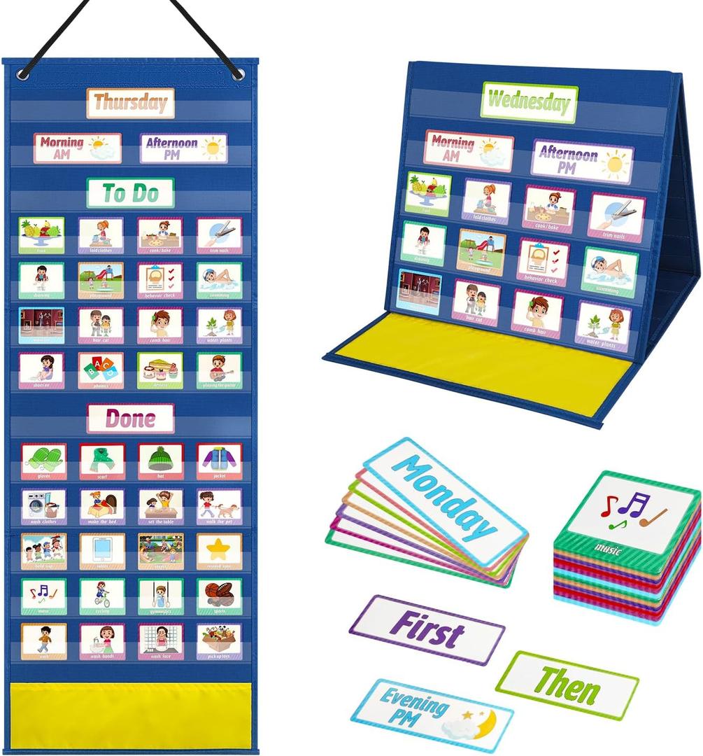 Large Visual Schedule for Toddlers Chore, Morning Bedtime Routine Chart |Autism Learning Materials Tool Wall Planner for Young Toddlers Home School Planner,Autism Learning Materials