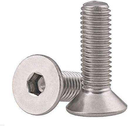 M6-1.0 x 30mm Flat Head Socket Cap Screws Countersunk Bolts, Stainless Steel 304, Bright Finish, DIN 7991, Allen Socket Drive, 20 PCS