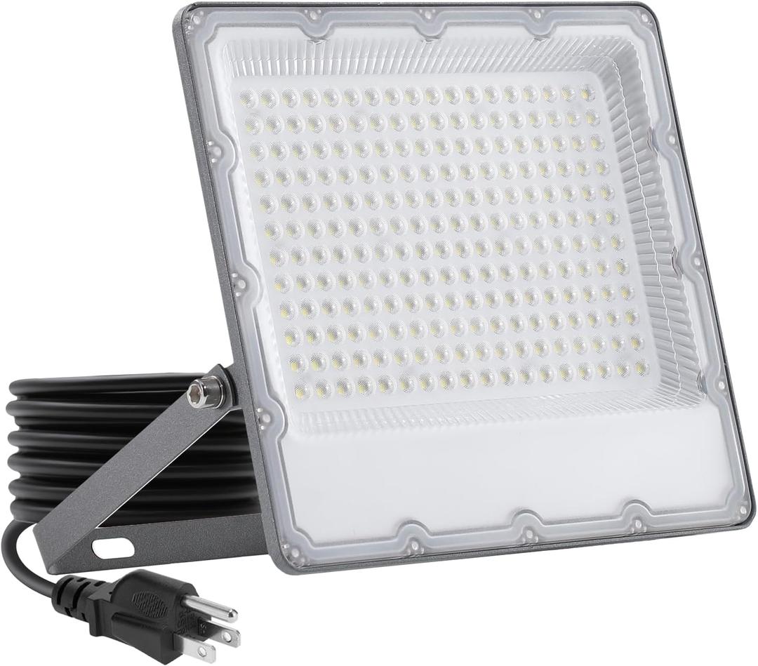 WeDo LED Flood Light 200W Equivalent 150W Plug-in Outdoor Spotlight, 6500K Bright Daylight, IP65 Waterproof Security Light for Driveway, Building, Warehouse, Front Yard