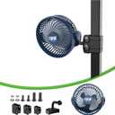 10L0L Universal Golf Cart Fan Fits Yamaha/EZGO/Club Car, Fixed Bracket 360Degree Rotational Fan, 3 Speed Adjustment, Support for Reverse Charging and Emergency Lighting-Blue