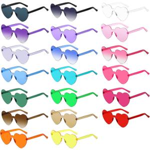 12/20/24 Pairs Heart Sunglasses for Women Men, Trendy Heart Shaped Rimless Transparent Sunglasses, Party Favors