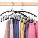 HOUSE DAY Legging Organizer for Closet, Metal Yoga Pants Hanger 2 Pack w/10 Clips Holds 20 Leggings, Space Saving Hanger Closet Organizers and Storage, Clips Hanger for Pants, Skirts, Hats, Black
