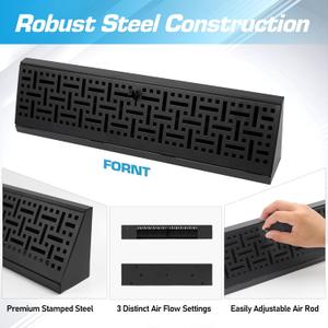 Baseboard Register Diffuser Vent Covers: 4 Pcs 18 Inch Baseboard Diffuser (Duct Opening Size) - Smooth Air Adjust Lever & Easy Install for Home Floor Wall Register Vent Cover - Black