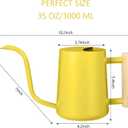 Watering Can Indoor Plants, 35oz Small Stainless Steel Metal Watering Can Modern Decorative Watering Pot with Long Spout for Indoor House Plant Bonsai Garden Flowers (Yellow)