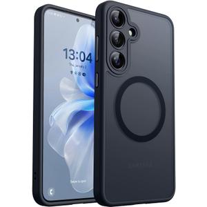 CANSHN Designed for Samsung Galaxy S25 Case (2025) [Full Camera Protection] [Compatible with Magsafe] Translucent Matte Back Protective Phone Cover, Black