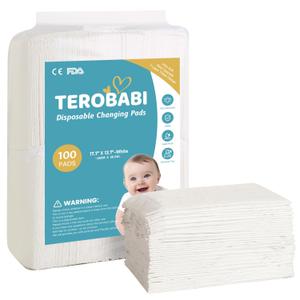 Disposable Changing Pads for Baby, 100 Pack 17.5"x13.5" Ultra Absorbency Diaper Changing Pad Liners, Baby Breathable Disposable Underpads Bed Pad Incontinence Pads, Leak-Proof Portable Baby Pads,White