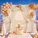 50x15ft Champagne Backdrop Curtains for Parties Wrinkle Free Fabric Backdrop Curtain Wedding Photo Drapes Backdrop for Birthday Party Baby Shower Bridal Shower Photography Back Drop 10 Panels 5x15FT