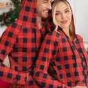 Ekouaer Christmas Onesie for Couples Zipper Hooded Adult Matching Onesie Pajamas with Pockets