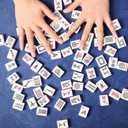 Mahjong Mat, Mahjong Table Mat with Prints & Extra Dice, for Poker, Card, Mahjong, Dominoes Games (Blue, 31.5 inches)