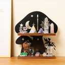 Wooden Mushroom Shelf with Iron Backing - Rustic Wall Decor for Crystals, Oils & Trinkets | Decorative Display Shelf for Witchy Room, Mushroom Decor & Fairy Core Decor | Mushroom Wall Art Gift