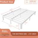 10 Inch White Full Size Bed Frame, Metal Bed Frame Full with Baffles, Heavy Duty Steel Platform Support, No Box Spring Needed, Storage Space, Reserved Holes, Round Corner Design, Noiseless
