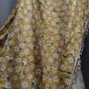 Deeprove Boho Curtain 84 Inch Length, Farmhouse Yellow Florals Print, Cotton Linen Tassels Rod Pocket Semi Blackout Rustic Bohemian Country Window Treatment for Nursery Bedroom 1 Panel, 55''W x 84''L