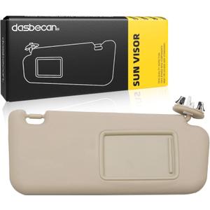 Dasbecan Front Right Passenger Side Sun Visor with Vanity Light Compatible with Toyota RAV4 2006-2013 Replace 74320-42501-A (Beige)