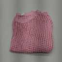 Dokotoo Womens Summer Scoop Neck Short Sleeve Sweater Casual Crochet Hollow Out Knit Tops Pullover Shirts Beach Coverup (Medium, Pink)