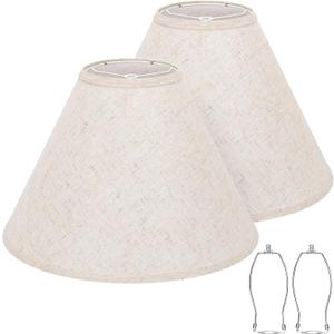 Empire Lamp Shades Set of 2, 6" Top x 16" Bottom x 10.8" High, Large Beige Lamp Shades for Table Lamps Floor Lamps, Natural Linen Lampshades Replacement, Spider, Harp Holders Included, Easy Assembly