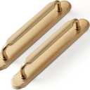 Goo-Ki 2 Pack Champagne Bronze Cabinet Pulls with Backplate Spacer, 5" Hole Center Zinc Alloy Kitchen Drawer Pulls Handles