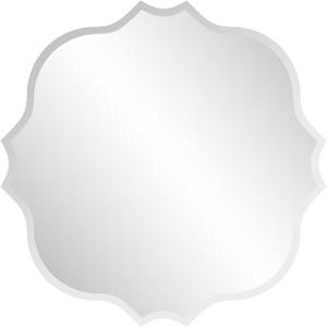 KOHROS Frameless Scalloped Mirror 24 x 24" Bathroom Wall Mirror w/Polished Shape Beveled Edge Mirror for Bathroom Vanity (Silver)