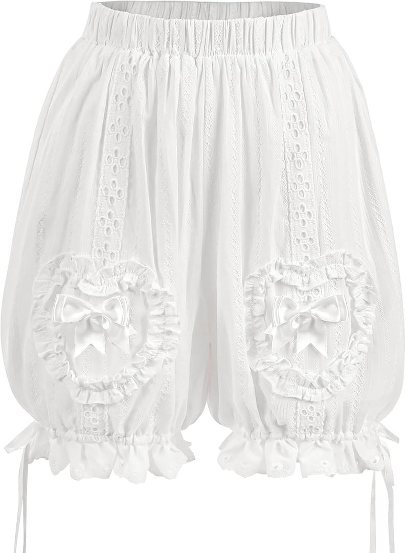 FCCAM Bloomer Shorts for Women Under Dress Ruffle Pumpkin Pants Boy Short Panties Pantaloons (XX-Large, White Sweetheart)