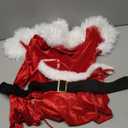 RSLOVE Christmas Costumes for Women - Velvet Halter Neck Santa Dress 4PCS Holiday Outfits with Belt Long Gloves, M