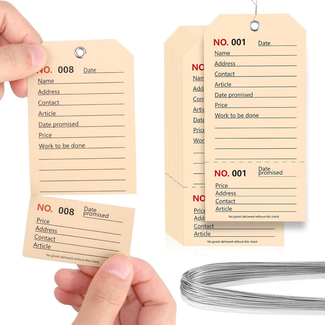 100 Pack Red Repair Tags with Wire Rope Service Repair Tags Numbered with Wire Durable 2.6 x 5.25 Inch Labels for Production Equipment Maintenance Price Notice (100, White, 2.6x5.25in)