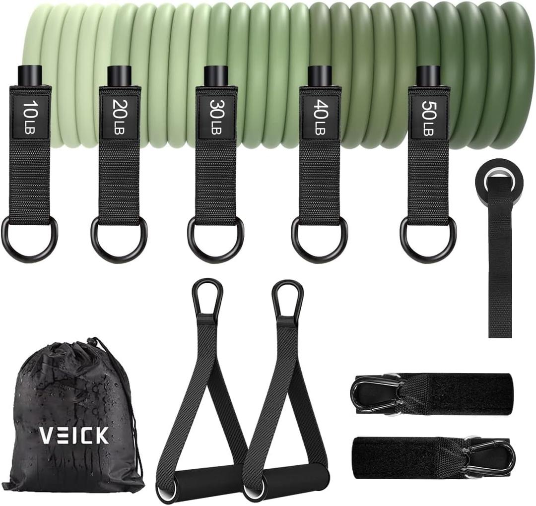VEICK Resistance Bands, Exercise Bands, Workout Bands, Resistance Bands for Working Out with Handles for Men and Women, Exercising Bands for Fitness Weights Work Out at Home (Green)