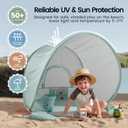 Tiny Land Baby Beach Tent Pop Up Baby Tent with UV Protection, Portable Baby Beach Essentials, 35"x28"x32" Sun Shelter for Infants, Baby Outdoor Use (Pastel Aqua)