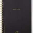 DesignWorks Ink Textured Paper Twin Wire Notebook, Daily Planner & Soft Cover Writing Journal, 160 Lined Perforated Pages, Large Spiral Notebook for Work & Journaling, 8.25 x 11.625 in, Black