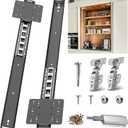 Pocket Door Hardware Slide Kit - Heavy Duty Hidden Sliding & Pivot Hinge System with Magnetic Catches, Soft Close Retractable Cabinet Door Slides for Wardrobe, Kitchen & Recessed Doors24in,Set 1