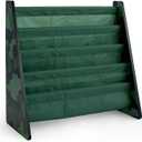 Humble Crew 4-Tier Kids Bookshelf, Camo Wood/Green - Premium Book Shelf for Kids Rooms with Four Deep Pockets - Toddler Sling Book Rack with Deep Sleeves, Nursery Bookcase Organizer