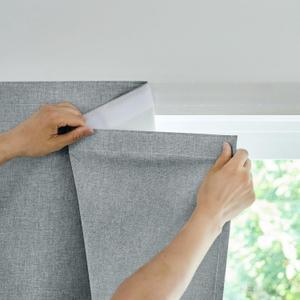Jilron Adhesive Curtain,100% Blackout Curtains, No Drilling, Suitable for Multi-Scenes Privacy Protection (Light Gray - W46 L72 in)