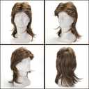 Mens Wig Short Fluffy Wavy Wig for Men Boys Natural Synthetic Male Halloween Costume Wig (Mixed Brown)