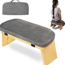 Bamboo Folding Meditation Bench with Velvet Cushion & Carry Bag Portable Kneeling Stool Comfortable Prayer Bench for Mindfulness, Zen Practice