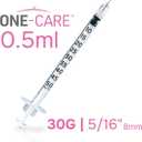 ONE-CARE Syringes 0.5ml/cc, 30G x 5/16"(8mm), Orange Cap, 100/bx