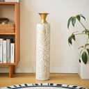Floor Metal vase Industrial Style Modern Style Decoration Home White Gold Flower Metal vase Gorgeous Home Decoration Large Glazed vase (H:24.8IN)