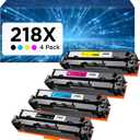 218X High Yield Toner Cartridge (No Chip) Replacement for HP 218X W2180X 218A W2180A Works with HP Color Laserjet Pro 3201DW MFP 3301FDW 3301SDW Printer (4 Pack, Black, Cyan, Yellow, Magenta)