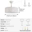 White Fandelier Ceiling Fan with Light, 20" Caged White Chandelier Ceiling Fans with Lights Remote Control, Fabric Mid-Century Modern with 6 Speeds for Bedroom, Nursery, Living Room.