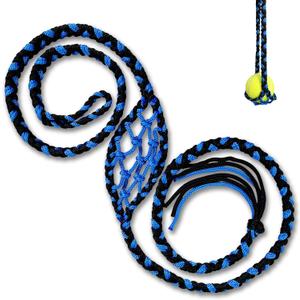 Paracord Handwoven 6-Strand Braided Shepherd Sling - Throwing Tool for Stones & Tennis Balls | Balearic Style Rock Launcher for Adults | Durable DesignBlack Blue
