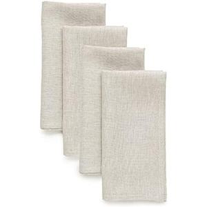 Solino Home Linen Cloth Napkins Set of 4-100% Pure Linen Light Natural Dinner Napkins 20 x 20 Inch for Summer, Fall - Athena, Handcrafted and Machine Washable
