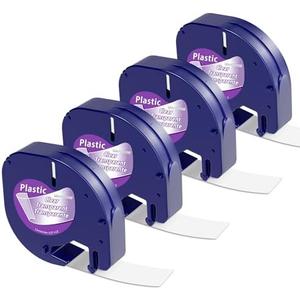 Label Maker Clear Tape Replacement for Dymo Label Maker Refills Clear 1/2'' x 13', Compatible with Dymo Letratag Refills Transparent Plastic Tape Work with LT-100T LT-100H QX50, 4-Pack
