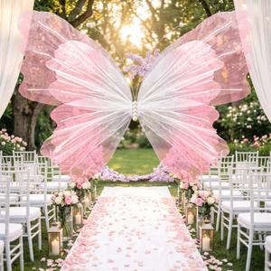 SmoothNovelty 47 Inch Giant Butterfly Party Decoration Large Mariposas Grandes para Decor Big 3D Silk Butterfly Backdrop for Birthday Party Wedding Photo Booth(Pink, Gradient Style)