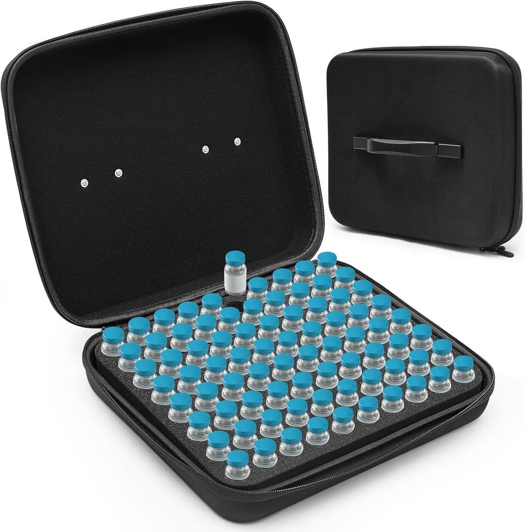 Teenyyou 80 Slots Insulin Peptide Fridge Carrying Case Vial Holder Storage Protector Bag, Fits Standard 10ml Vials, Insulin Cooler Travel Kits Case Organizer Diabetes Protector(Black)