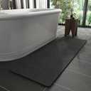 MontVoo -Bath Mat Rug-Rubber Backing Non Slip Quick Dry Absorbent Thin Bathroom Rugs Fit Under Door-Faux Suede Surface Bathroom Floor Mats-Shower Rug for in Front of Bathtub Shower Dark Grey 24"X70"