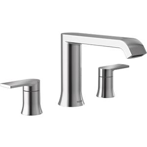 Moen T908 Genta LX Two-Handle Deck Mounted Modern Roman Tub Faucet, Valve Required, Chrome