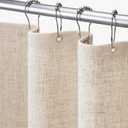 Awellife 60 Inch Stall Linen Shower Curtain Beige Boho Farmhouse Shower Curtains for Bathroom Fabric Cream Cloth Liner, Stall 60" W x 72" L 10 Hooks