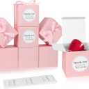 COTOPHER Small Gift Boxes 60 Pack 4x4x4 inches Pink Gift Boxes with Lids for Gifts, Crafting, Wedding Party Favor, Cupcake Boxes, Candy, Bridesmaids Proposal Box with Ribbons and Stickers (Pink, 60