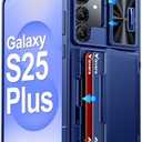 Vizvera for Samsung Galaxy S25+Plus Case Wallet RFID [Cards Holder][Camera Cover][Edge Raised] Full Body Rugged Shockproof Silicone Protective Phone Case for Galaxy S25+Plus 6.7"(Blue)