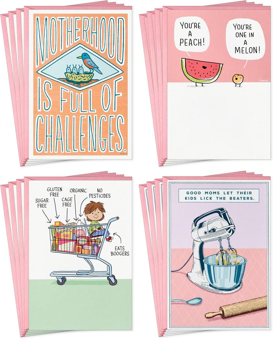 Hallmark Shoebox Funny Mother's Day Card Assortment (16 Cards with Envelopes) Cute Humor