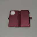 Defencase Compatible with iPhone 13 Pro Case Wallet with RFID Blocking Card Holder for Women Men, Soft PU Leather Magnetic Snap Flip Zipper Strap Wallet Phone Case Fit for iPhone 13 Pro 6.1", Wine Red