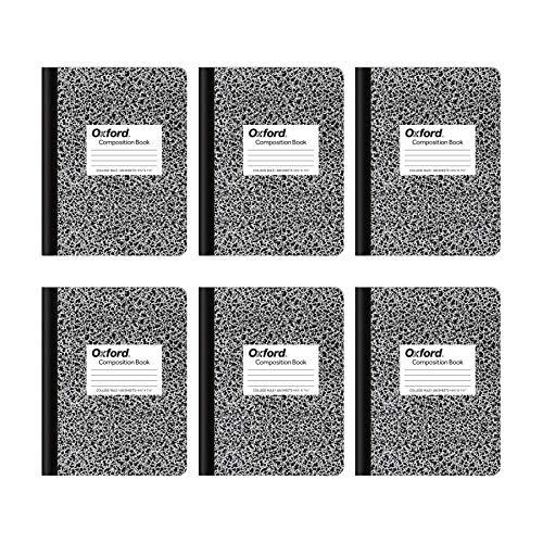 Oxford Composition Notebooks, College Ruled Paper, 9-3/4 x 7-1/2 Inches, 100 Sheets, Black, 6 Pack (63767) Pack of 4